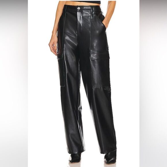 NWT Helsa Waterbased Faux Leather Cargo Pant in Black - Picture 3 of 13